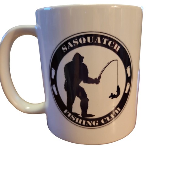 Sasquatch Fishing Club White Ceramic 11oz Mug coffee tea - Picture 2 of 4